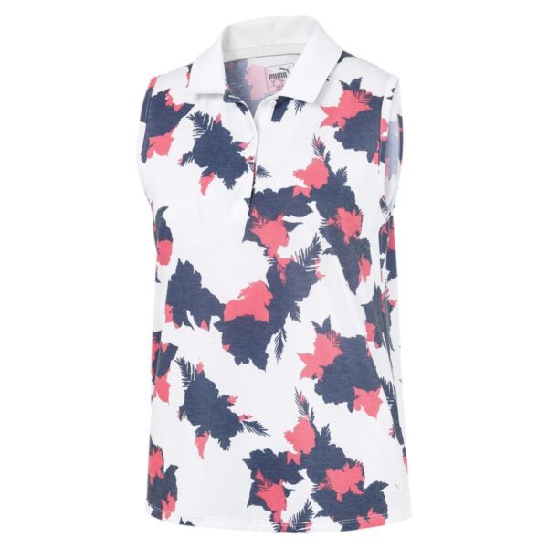 Puma Floral sleeveless Polo weiß/blau geblümt